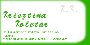 krisztina koletar business card